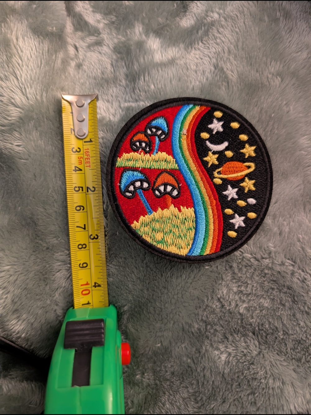 Psychedelic Mushroom & Space Rainbow Embroidered Iron On Patch - Multicolor